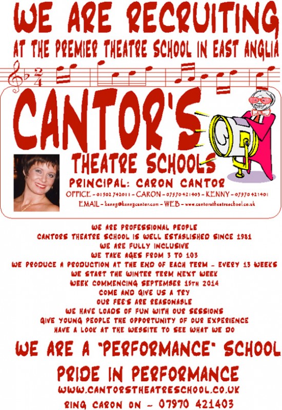 Cantor’s Theatre School is Recruiting in Lowestoft and Beccles