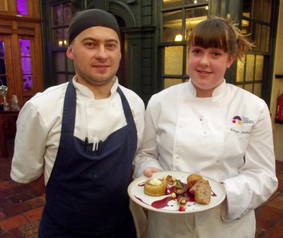 Marcin 'Magic' Pomierny Head Chef, Maids Head Hotel with Robyn Jackson and their Norfolk Knobbler Dish