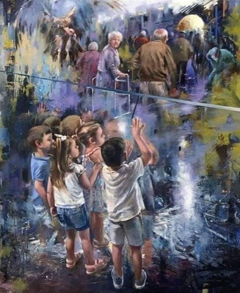This painting was done in honor of all the deceased grandparents of the Codvid 19 and who ‘were unable to say goodbye to their grandchildren 😔😔😔😔-Artist Juan Lucena, Spanish painter of JEREZ DE LA Border.