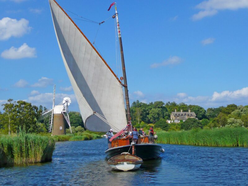 Wherry Hathor sailing on the River Ant approaching How Hill (picture How Hill Trust)