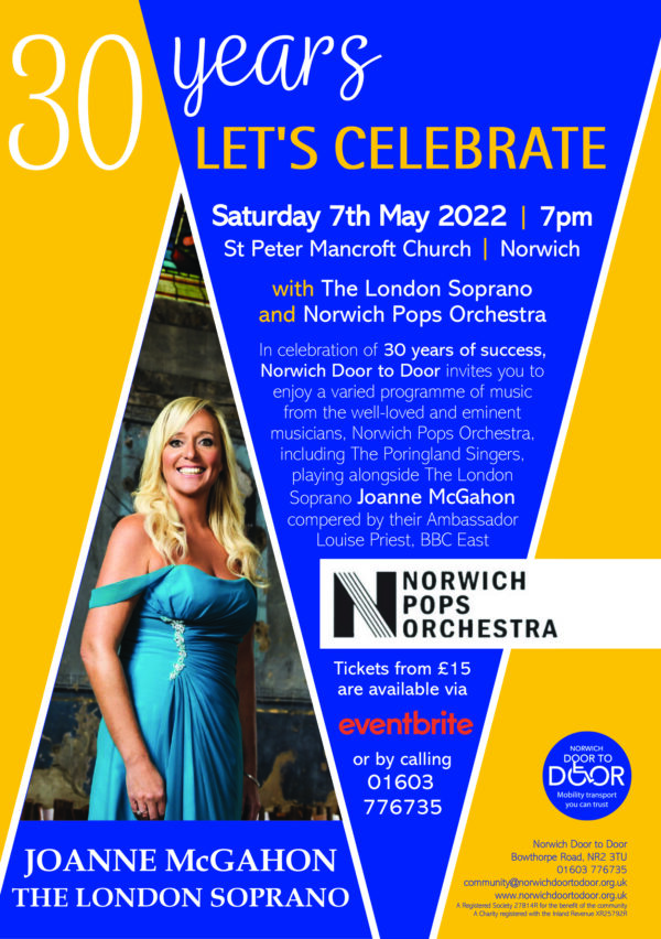 Concert in celebration of Norwich Door to Door’s 30th anniversary Sat 7th May 2022 St Peter Mancroft Church | Norwich