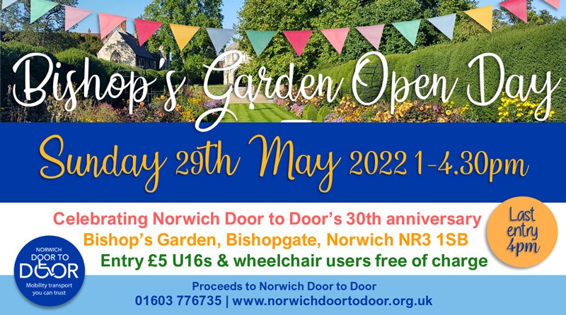 Norwich Door to Door is holding a spring fete in the gardens of Bishop's House, Norwich as part of their 30th anniversary celebrations