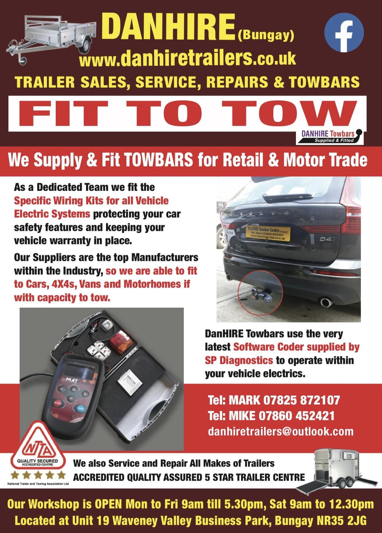 FIT TO TOW new flyers produced for DANHIRE Trailers by imajaz limited.